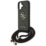 Husa pentru iPhone 17, Guess Hardcase 4G Cbdy Big Logo cu Cord Strap (GUHCP17SP4GMGCRK), negru