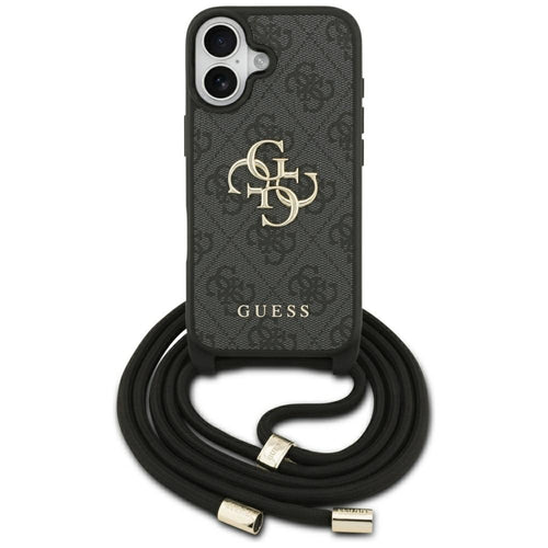 Husa pentru iPhone 17, Guess Hardcase 4G Cbdy Big Logo cu Cord Strap (GUHCP17SP4GMGCRK), negru