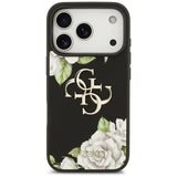 Husa pentru iPhone 17 Pro, Guess Hardcase 4G Grained Roses Big Logo (GUHCP17LPGROP4MK), negru