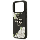 Husa pentru iPhone 17 Pro, Guess Hardcase 4G Grained Roses Big Logo (GUHCP17LPGROP4MK), negru