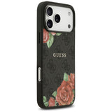 Husa pentru iPhone 17 Pro, Guess Hardcase 4G Flowers Print MagSafe (GUHMP17LP4ROPEMCK), negru