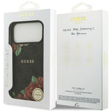 Husa pentru iPhone 17 Pro, Guess Hardcase 4G Flowers Print MagSafe (GUHMP17LP4ROPEMCK), negru