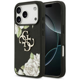 Husa pentru iPhone 17 Pro Max, Guess Hardcase 4G Grained Roses Big Logo (GUHCP17XPGROP4MK), negru