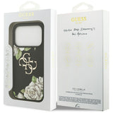 Husa pentru iPhone 17 Pro Max, Guess Hardcase 4G Grained Roses Big Logo (GUHCP17XPGROP4MK), negru