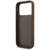 Husa pentru iPhone 17 Pro, Guess Hardcase 4G Logo triunghi MagSafe cu Pearl Strap (GUHMP17LP4TSDPPSW), maro