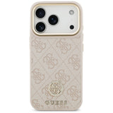 Husa pentru iPhone 17 Pro, Guess Hardcase 4G Strass Logo & Big Strap (GUHMP17LP4G4DCSP), roz