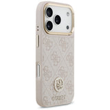 Husa pentru iPhone 17 Pro, Guess Hardcase 4G Strass Logo & Big Strap (GUHMP17LP4G4DCSP), roz