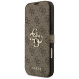 Husa pentru iPhone 17 Pro Max, Guess Book 4G Metal Logo (GUBKP17X4GMGBR), maro
