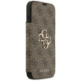Husa pentru iPhone 17 Pro Max, Guess Book 4G Metal Logo (GUBKP17X4GMGBR), maro