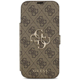 Husa pentru iPhone 17 Pro Max, Guess Book 4G Metal Logo (GUBKP17X4GMGBR), maro