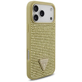 Husa pentru iPhone 17 Pro, Guess Rhinestone Triangle Logo (GUHCP17LHDGTPD), auriu