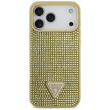 Husa pentru iPhone 17 Pro, Guess Rhinestone Triangle Logo (GUHCP17LHDGTPD), auriu