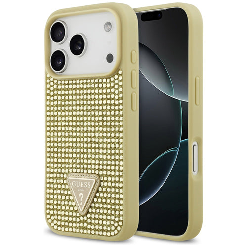 Husa pentru iPhone 17 Pro, Guess Rhinestone Triangle Logo (GUHCP17LHDGTPD), auriu