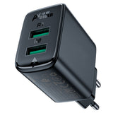 Incarcator retea Acefast (A33), Dual Port, Incarcare rapida 2x USB, QC18W, negru