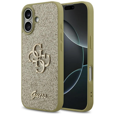 Husa pentru iPhone 17, Guess Fixed Glitter Big 4G (GUHCP17SHG4SGD), auriu