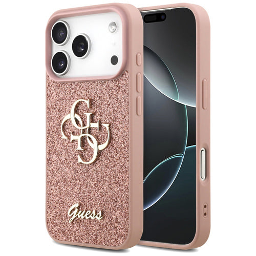 Husa pentru iPhone 17 Pro, Guess Fixed Glitter Big 4G (GUHCP17LHG4SGP), roz