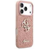 Husa pentru iPhone 17 Pro, Guess Fixed Glitter Big 4G (GUHCP17LHG4SGP), roz
