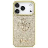 Husa pentru iPhone 17 Pro, Guess Fixed Glitter Big 4G (GUHCP17LHG4SGD), auriu