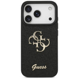 Husa pentru iPhone 17 Pro Max, Guess Fixed Glitter Big 4G (GUHCP17XHG4SGK), negru