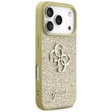 Husa pentru iPhone 17 Pro Max, Guess Fixed Glitter Big 4G (GUHCP17XHG4SGD), auriu