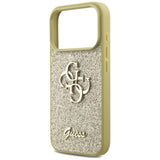 Husa pentru iPhone 17 Pro Max, Guess Fixed Glitter Big 4G (GUHCP17XHG4SGD), auriu
