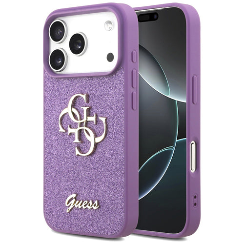 Husa pentru iPhone 17 Pro, Guess Fixed Glitter Big 4G (GUHCP17LHG4SGL), violet