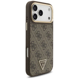 Husa pentru iPhone 17 Pro, Guess Hardcase 4G Triangle Logo MagSafe (GUHMP17LP4GTDGMW), maro