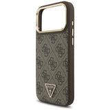 Husa pentru iPhone 17 Pro, Guess Hardcase 4G Triangle Logo MagSafe (GUHMP17LP4GTDGMW), maro