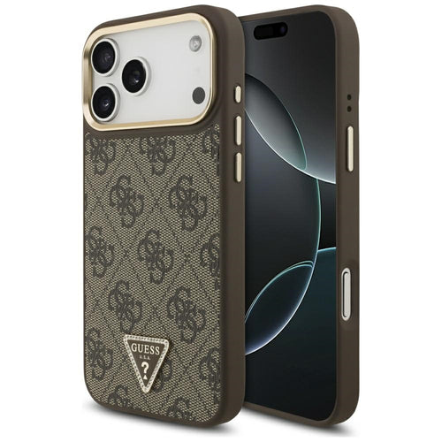Husa pentru iPhone 17 Pro, Guess Hardcase 4G Triangle Logo MagSafe (GUHMP17LP4GTDGMW), maro
