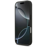 Husa pentru iPhone 17 Pro, Guess Leather 4G Triangle Strass MagSafe (GUHMP17LP4TDPLK), negru