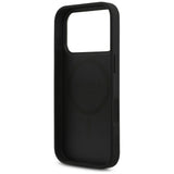 Husa pentru iPhone 17 Pro, Guess Leather 4G Triangle Strass MagSafe (GUHMP17LP4TDPLK), negru