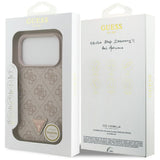Husa pentru iPhone 17 Pro, Guess Leather 4G Triangle Strass MagSafe (GUHMP17LP4TDPLP), roz