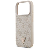 Husa pentru iPhone 17 Pro, Guess Leather 4G Triangle Strass MagSafe (GUHMP17LP4TDPLP), roz