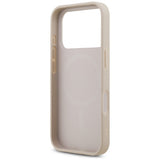Husa pentru iPhone 17 Pro, Guess Leather 4G Triangle Strass MagSafe (GUHMP17LP4TDPLP), roz