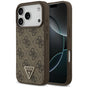 Husa pentru iPhone 17 Pro, Guess Leather 4G Triangle Strass MagSafe (GUHMP17LP4TDPLW), maro