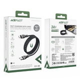 Cablu Acefast de date (C11-04), Magnetic Winding, Incarcare rapida, USB to Type-C, 3A, Reglabil Lenght, 1.2m, negru