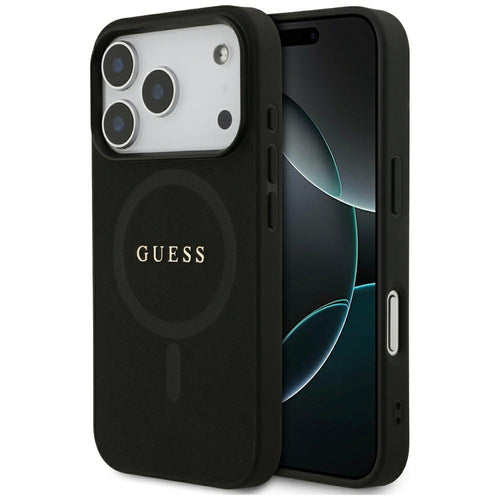 Husa pentru iPhone 17 Pro, Guess Saffiano Classic Logo MagSafe (GUHMP17LPSAHMCK), negru