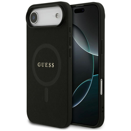 Husa pentru iPhone 17 Air, Guess Saffiano Classic Logo MagSafe (GUHMP17MPSAHMCK), negru