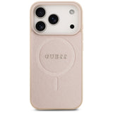 Husa pentru iPhone 17 Pro Max, Guess Saffiano Classic Logo MagSafe (GUHMP17XPSAHMCP), roz