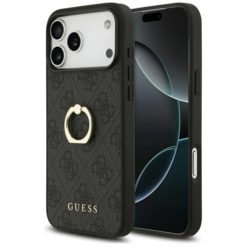 Husa pentru iPhone 17 Pro Max, Guess Hardcase 4G Ring Stand (GUHCP17X4GMRGR), negru