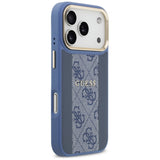 Husa pentru iPhone 17 Pro, Guess Hardcase 4G Stripe MagSafe (GUHMP17LPG4SEMCB), albastru