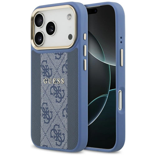 Husa pentru iPhone 17 Pro, Guess Hardcase 4G Stripe MagSafe (GUHMP17LPG4SEMCB), albastru