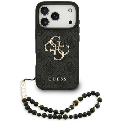 Husa pentru iPhone 17 Pro, Guess Hardcase 4G Classic Logo cu Strap (GUHCP17LP4GMGSK), negru