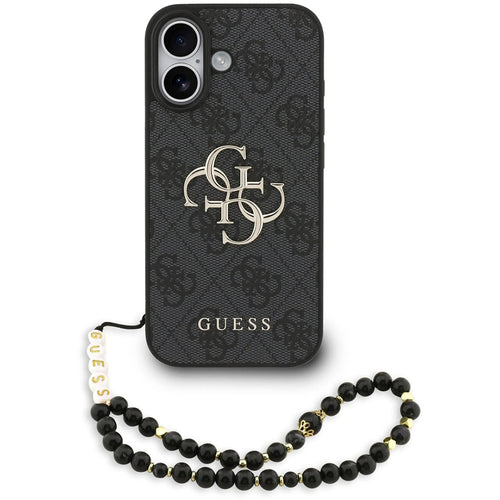 Husa pentru iPhone 17, Guess Hardcase 4G Classic Logo cu Strap (GUHCP17SP4GMGSK), negru