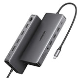 Hub USB UGREEN CM681 (15978), USB-C to 2x HDMI, 4x USB, DP, RJ45, SD/TF, 3.5mm Jack, DC, PD100W, 10Gbps, gri