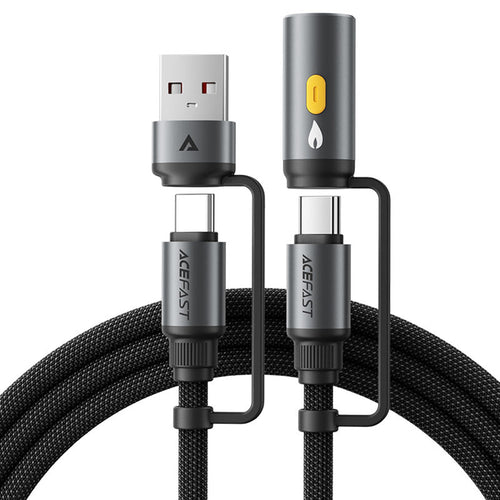 Cablu Acefast de date (J6), Multifunction, Incarcare rapida, USB/USB-C to Type-C/Cigarette Lighter, 60W, 3A, 1.2m, negru