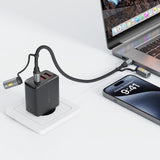 Cablu Acefast de date (J4), Multifunction, Incarcare rapida, Type-C/LED Light to Type-C/Cigarette Lighter, 60W, 3A, 1.2m, negru