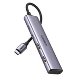 Hub USB UGREEN CM473 (15395), Type-C to 2x Type-C, 2x USB, 5Gbps, Plug&Play, gri