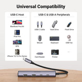 Hub USB UGREEN CM473 (15395), Type-C to 2x Type-C, 2x USB, 5Gbps, Plug&Play, gri