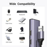 Hub USB UGREEN CM473 (20805), USB to Type-C, 4x USB, 5Gbps, gri